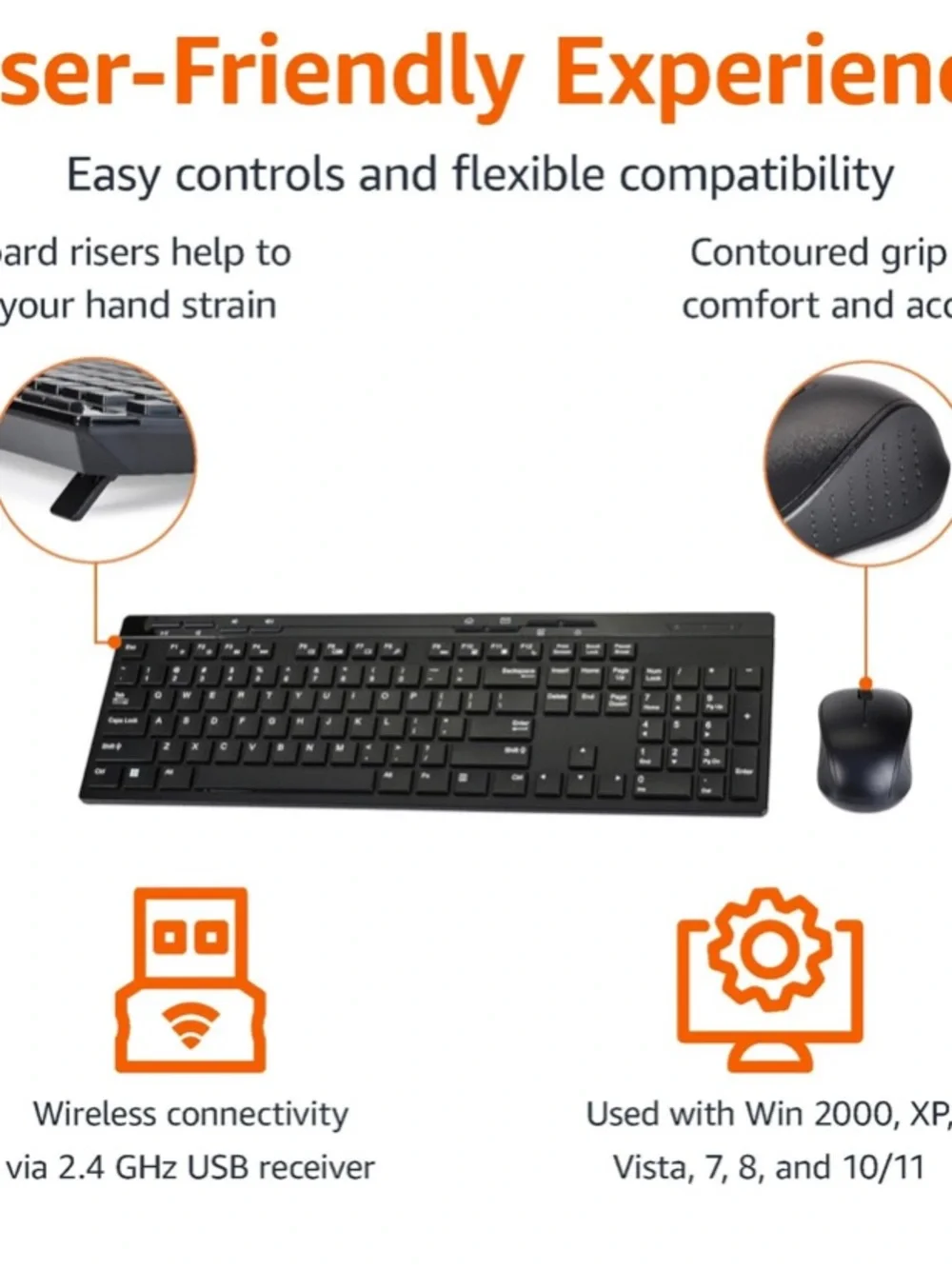 AmazonBasics KBLGOD-US Wireless Computer and Mouse Combo - Black
